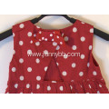 girls red dots princess dress with bowknots